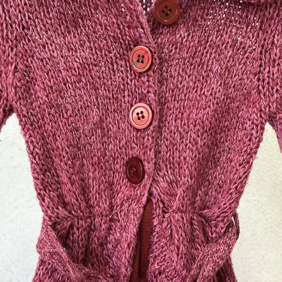 Naartjie Sweater Dress Baby Girls 3-6 Months Maroon Knit Belted Ruffle Hem - Picture 8 of 10